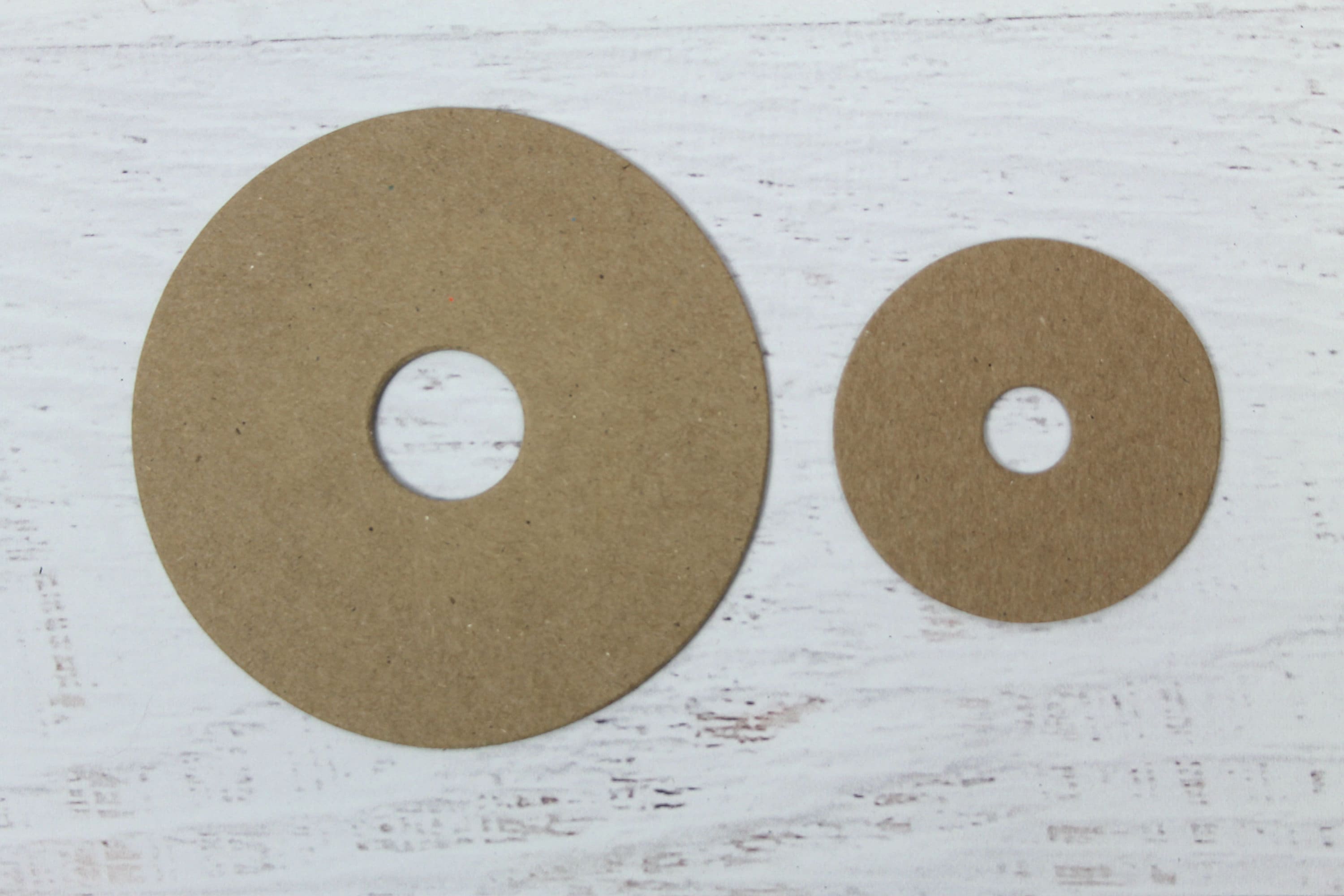 Cardboard circle die cuts with center hole-Blank chipboard-Donut circles-Choose Quantity-Choose 2 1/2" or 4 1/4" size