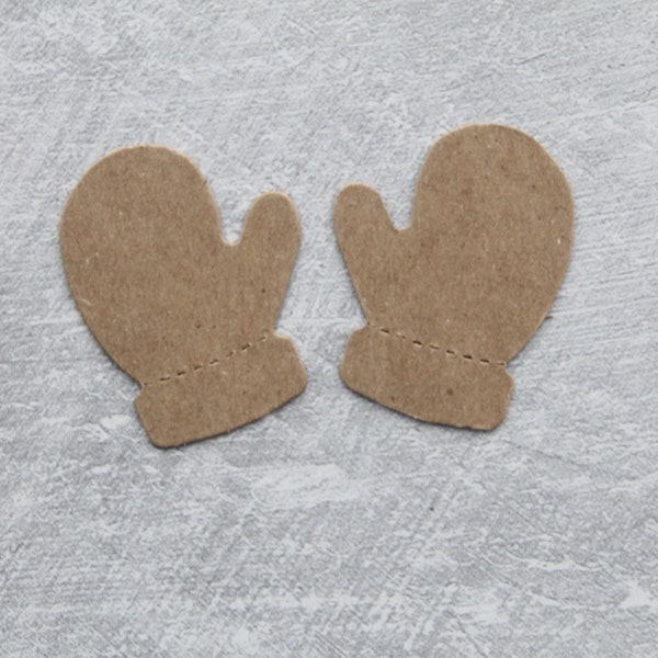 3 pairs chipboard mini mittens - Bare chipboard die cuts mitten with perforated cuff die cuts