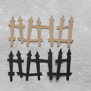 4 Rickety Fence Die Cuts - Broken Fence Die Cuts for Halloween and more - Chipboard or Black paper