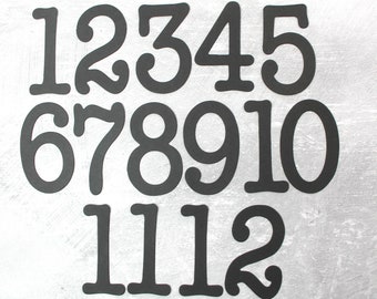 3" Black Paper Wedding Table Number die cuts - BLACK, WHITE or CREAM paper shown, more available [choose sticker/plain]