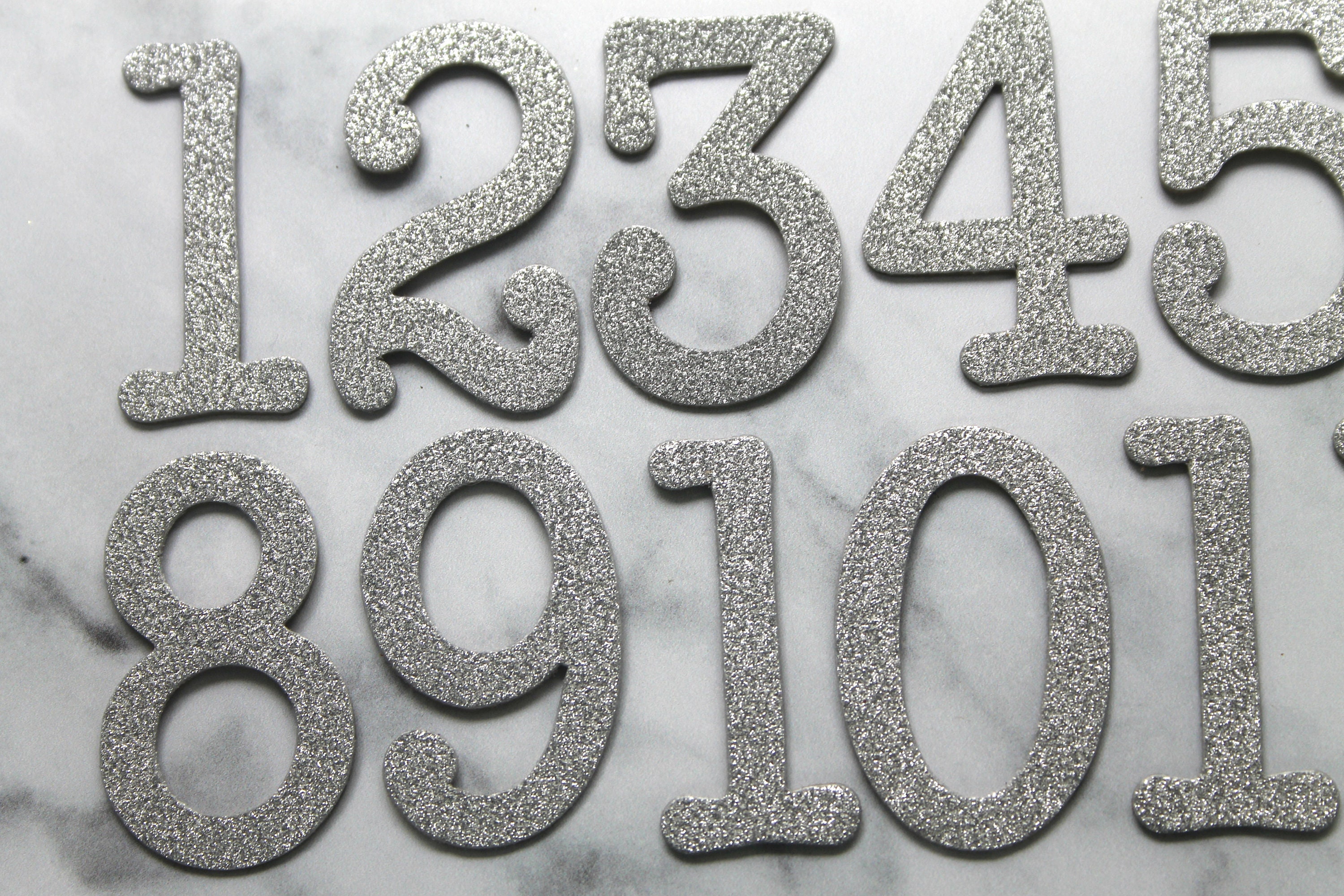 1 34 silver glitter numbers non shedding glitter etsy