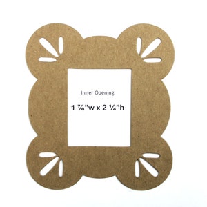 3 Photo Frame Die Cuts - Bare chipboard Scalloped Rectangle Frames - 4 3/8&quot; x 4 7/8&quot;