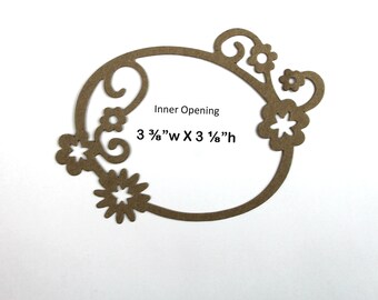 3 Oval Frames with Flower Accents - Bare Chipboard Photo Frame Die cuts - 5 1/4" x 3 1/2"