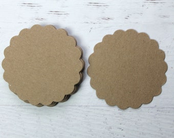 2 3/4" or 3" Scalloped Circles - Cardboard Circle Die Cuts - Bare chipboard die cuts - Choose quantity