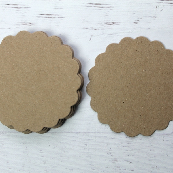 2 3/4" or 3" Scalloped Circles - Cardboard Circle Die Cuts - Bare chipboard die cuts - Choose quantity