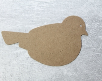 3 Bare chipboard Birds - Large chubby bird die cut - 5 1/8" W