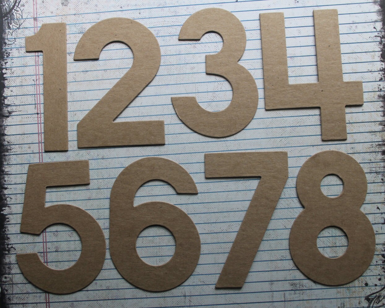 4 Block font NUMBERS bare chipboard die cuts wedding Etsy