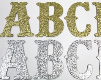 3" or 4" Glittered Letters - Vintage Style Choose Phrase - Custom Letter Monogram Choice - Paper & Chipboard Construction