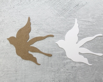 4 Bare Chipboard Medium Flying Bird Die cuts - Chipboard Birds