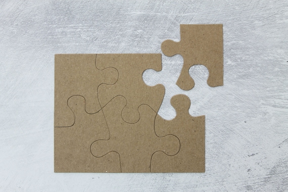 6 Piece Jigsaw Puzzle Bare Chipboard Die Cuts 5 Wide X 3 7/8 High