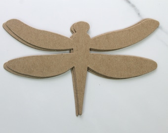 3 Dragonfly Die Cuts - Large Dragonfly Bare Chipboard Cut Outs - 5 1/8" wide