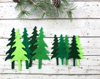 Green Felt Pine Trees - Choose Quantity and Color - Large or small - Use for Applique & More