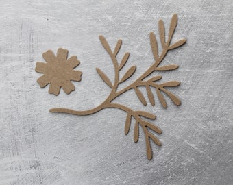 3 Bough with Flower Die Cut - Chipboard Foliage die cuts Branch Bough w/flower