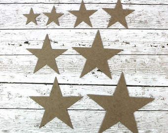 Star Die Cuts 8 sizes - Glitter or chipboard die cuts - sizes from 1 1/16" to 4"