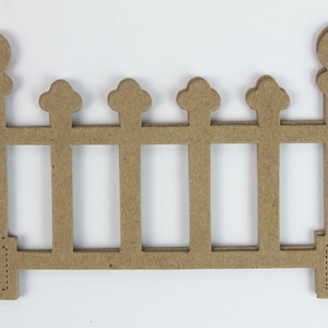 3 Ornate Fence Die Cuts - Bare chipboard die cuts - Picket fence border die cut 4 1/2&quot; w x 3 1/8&quot; h