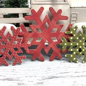 16 plaid & polka dot patterned paper covered chipboard large/small Snowflake diecuts use as ornaments, garlands+