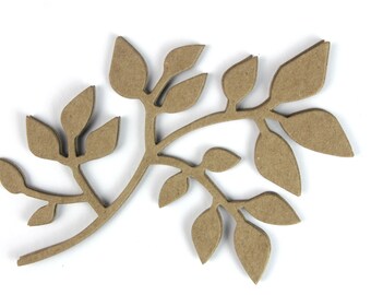 3 Garden Greens - Leafy Branch die cuts - Chipboard leaves die cut - Branch die cuts