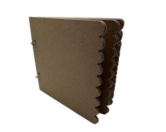 5 3/4" Blank Scrapbook Album-Plain or Scalloped Edge Page Mini Book-Bare Chipboard Journal-10 pages book rings