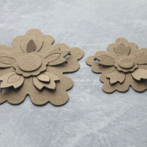 4 Flores Pétalos Dimensionales - Troqueles de aglomerado desnudo - Flores con pétalos elevados