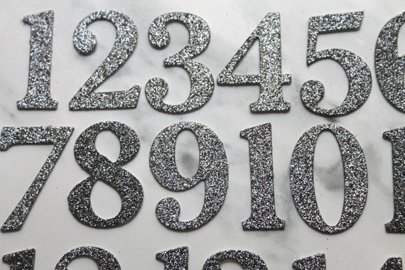 1 1/2 Charcoal Glitter Numbers Small Numbers 1-20 Set Glitter