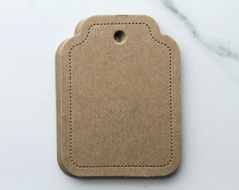 4 Perforated Edge Tag Die Cuts - Bare Chipboard Tags - Edge Outlined Tags - 2 1/8" w x 2 7/8" h