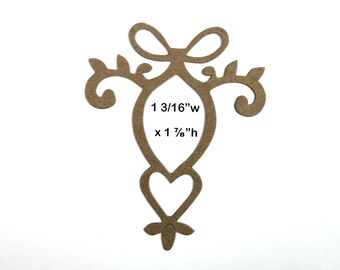 4 Frame-Ornament with bow - Chipboard die cut ornament or frame die cuts - 3 3/8" x 4 1/4"