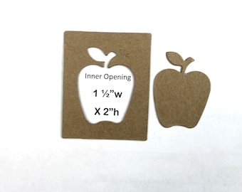 3 Apple Frame Die Cuts - Bare chipboard apple center frame - 2 3/8" x 3"