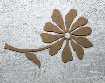 3 Daisy Chipboard - Bare chipboard die cuts Daisy Flowers with long stems