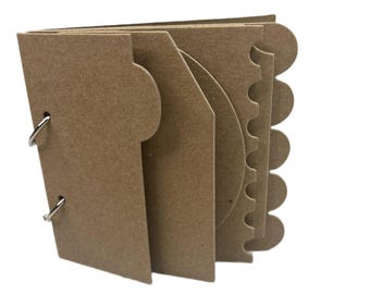 5 1/2" Scrapbook Mixed Edge - Handmade Album - 7 Different Page Styles - Mini Chipboard Album - Book Ring Binding