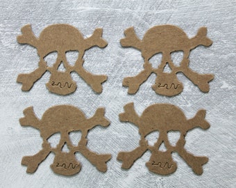 4 Small Skull & Cross bone Die Cuts - Halloween Skulls Bare chipboard die cuts