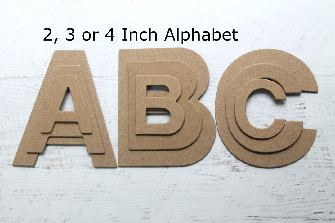 3 Chipboard Alphabet, Numbers Die Cuts Block Font Uppercase or