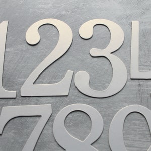 4&quot; White Shimmer Table Numbers - Wedding Table Numbers 1-12 - White Number Die Cuts - Seating Numbers