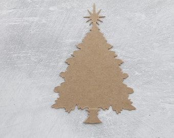 3 Wide Full Style Christmas Tree Bare chipboard die cuts with stand and star