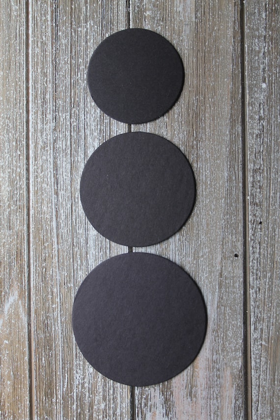 Black Cardboard Circle Die Cuts 1, 1 1/4, 1 1/2, 1 3/4 2, 2 1/2, 3, 3 1/2,  4 More Sizes Choose Quantity 