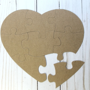 12 Extra Large 8 Piece Heart Shaped Jigsaw Puzzle - Bare chipboard die cuts - 9&quot; x 8&quot;