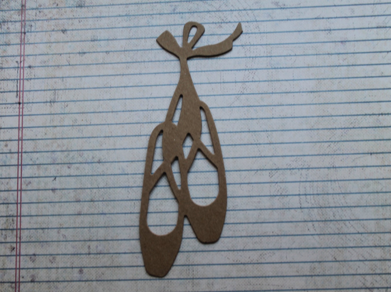 3 bare kraft brown chipboard ballerina point shoes / ballet slippers diecuts 6 1/8