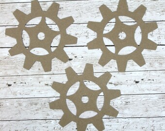 GEARS - 3 Bare chipboard die cuts - Large Gear approx. 4 3/4"