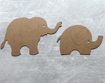 3 Bare chipboard elephant die cuts [2 styles to choose from]