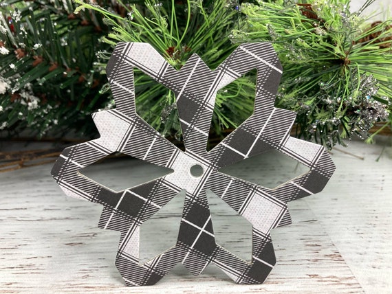 Grey plaid christmas decor Clearance