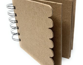 4" Mini Album-Blank Scrapbook-Scalloped Cover Photo Book-10 pages bare Chipboard Book-wire binding