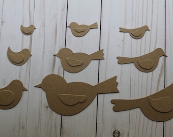 Bare chipboard bird die cuts with separate wings [choose mini, medium or large]