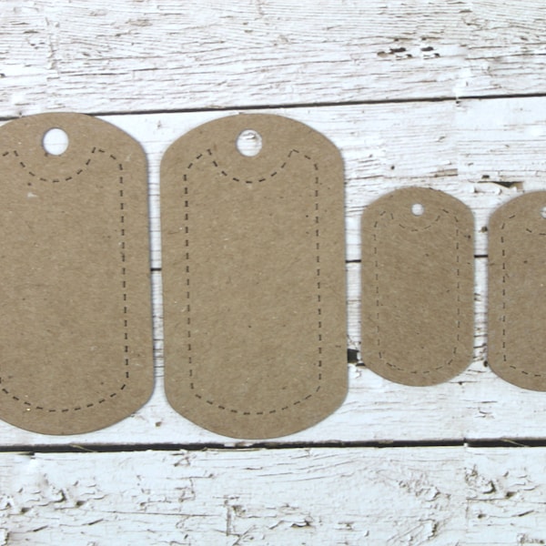 Dog Tags - bare chipboard military style dog tag  die cuts - ID tag [choose small or large]