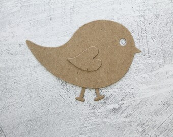 3 Baby Bird Chipboard Die Cuts - Bird with separate feet and wing