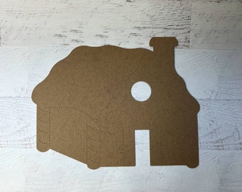 Gingerbread House Die Cuts - Bare chipboard die cuts - Small 4 3/4" w or Jumbo 10 3/8" w Gingerbread House