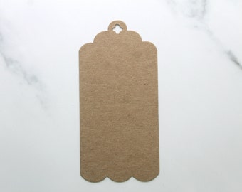 4 Scallop Tags - Bare Chipboard Tags with scalloped bottom edge