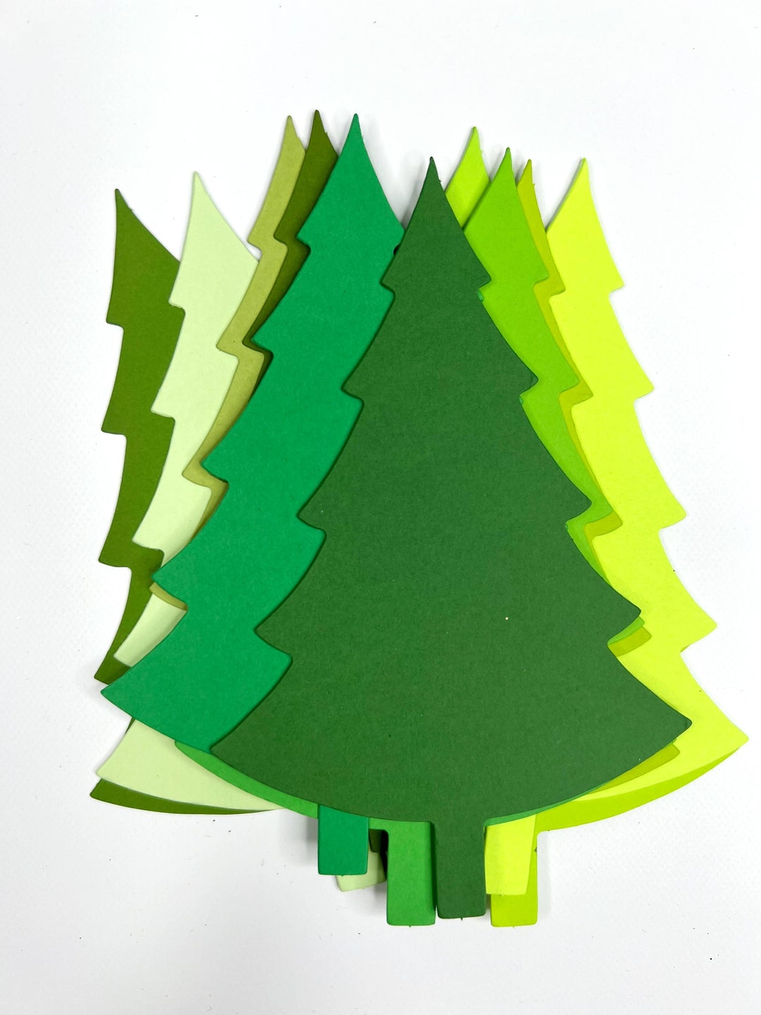 12 Green Paper Christmas Tree Die Cuts Choose Small or Large Etsy