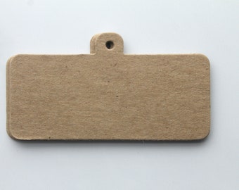 4 Rectangle Hanging Tags - Chipboard Die Cuts - Bare Chipboard Tags - 3 1/2" w x 1 7/8"h