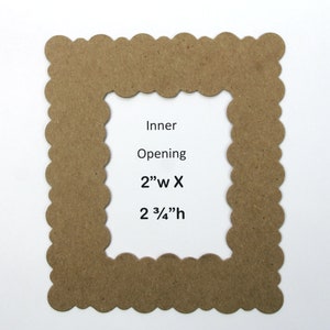 3 Frames Scalloped on Inner & Outer Edge - Bare Chipboard Photo Frame Die cuts - 4 1/8" W x 5" H