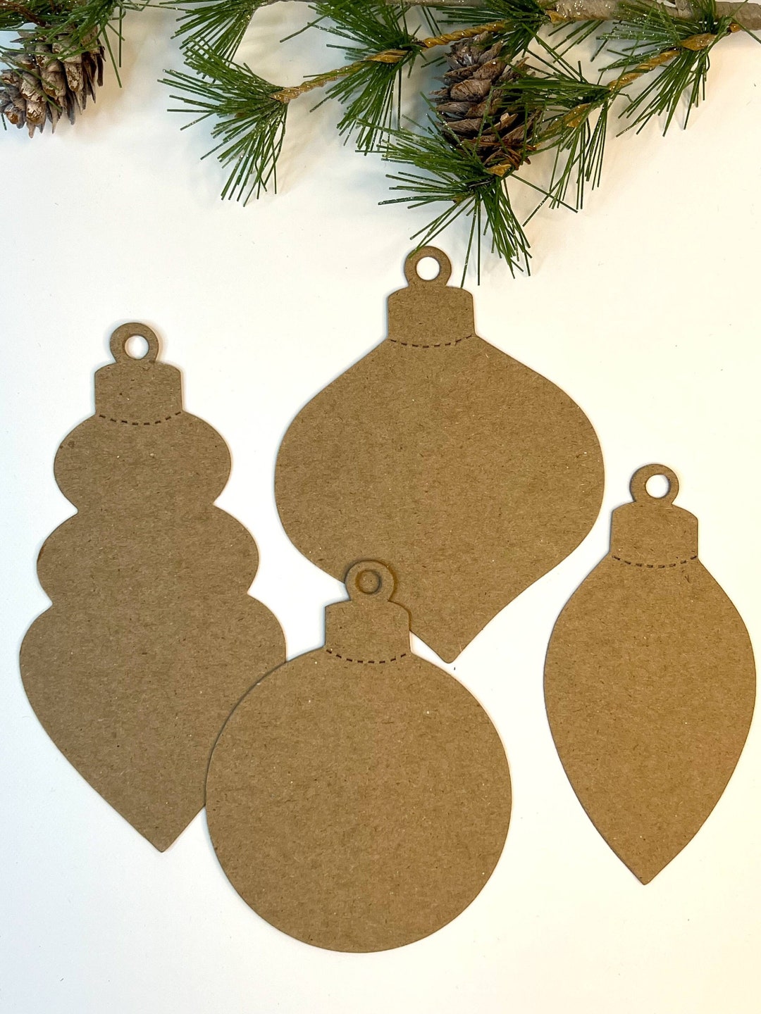 Chipboard Hanging Ornaments Bare Chipboard Die Cut Christmas Ornaments