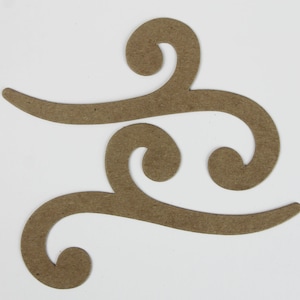 2 sets chipboard flourishes - Long flourish die cuts - Flourish - Wind Die Cut 4 7/8&quot; wide